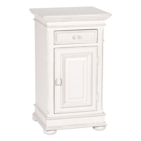 Table de chevet 1 tiroir 1 porte - MDF - Blanc - Interior's