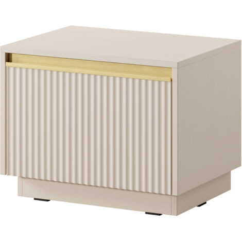 Table de chevet : 1 tiroir, Beige sable, 53,6 cm × 42 cm × 39 cm