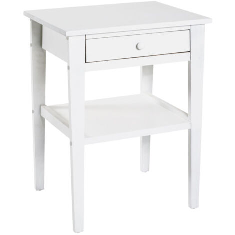 Table de Chevet 1 Tiroir "Bois" 60cm Blanc