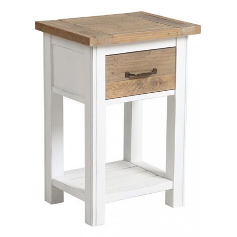Table de chevet 1 tiroir - Bois - Blanc - Interior's