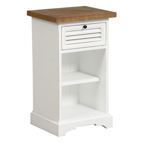 Table de chevet 1 tiroir - Bois - Blanc - Interior's