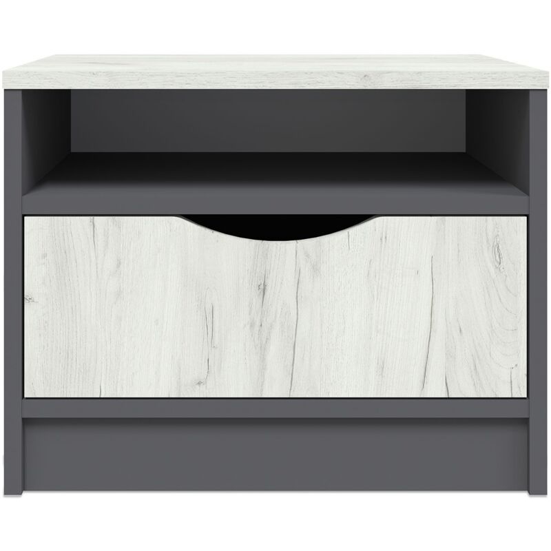 Cotecosy - Table de Chevet 1 tiroir Caradec Gris et Bois Clair