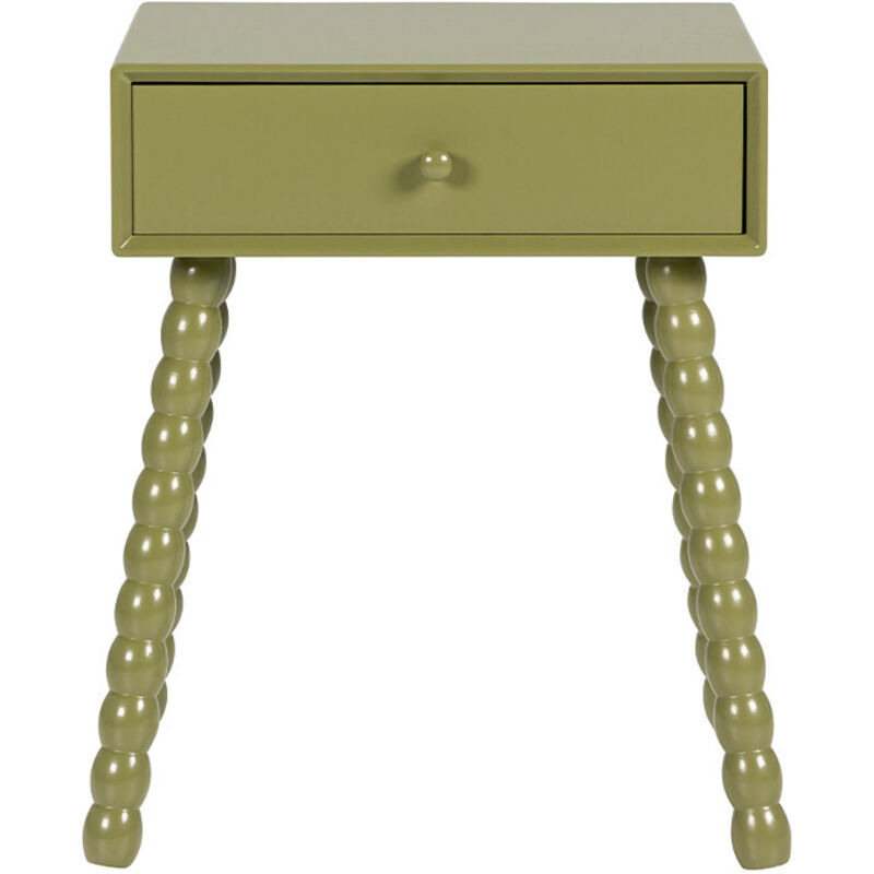 Table de chevet 1 tiroir en bois - Vert olive - Enko
