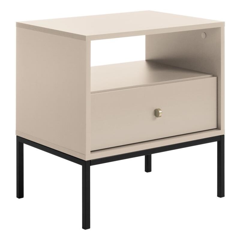 Table de chevet - 1 tiroir et 1 niche - Beige - bogdan