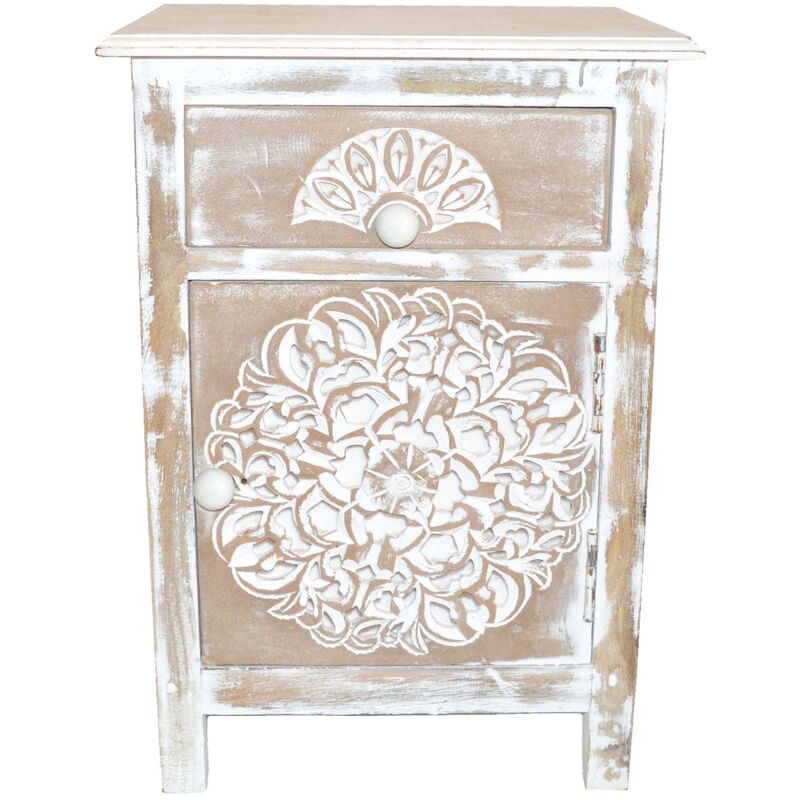 Table de chevet 1 tiroir et 1 porte battante Tasha Vintage