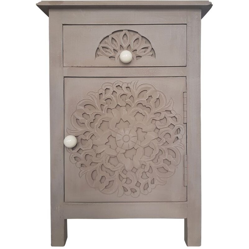 Cotecosy - Table de chevet 1 tiroir et 1 porte battante Tasha Marron