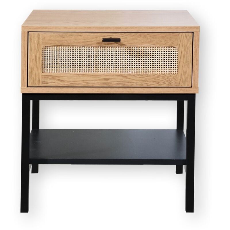 Table de Chevet 1 Tiroir Rotin avec Étagère H50 cm - jaya - Calicosy