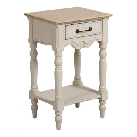 Table de chevet 1 tiroir - MDF - Blanc - Interior's