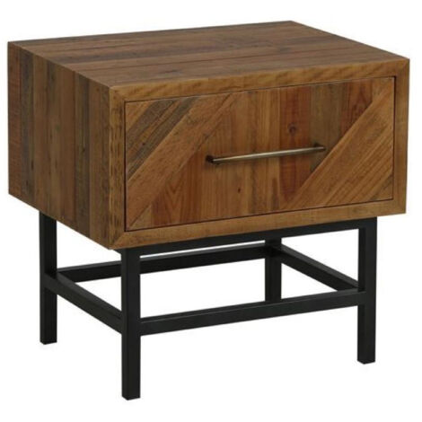 Table de chevet 1 tiroir pieds - Bois - Marron - Interior's