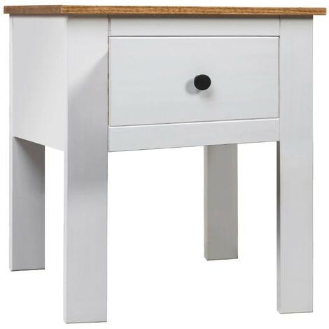 Table de chevet 1 tiroir pin massif blanc et clair Iris