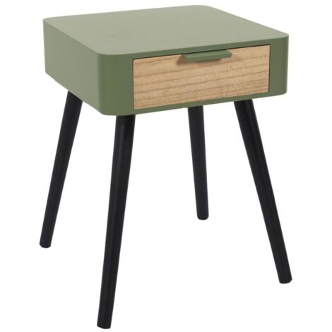 Table de chevet 1 tiroir vert kaki