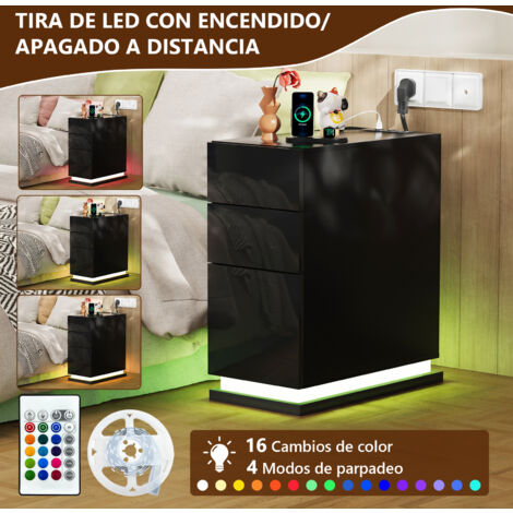 Table de Chevet 2 Étagères avec 2 Prises & 2 Ports USB Intégrés - Panneau de Particules Résistant (30x53x62cm), Multifonctionnelle pour Salon/Chambre/Bureau - Gain de Place & Charge Rapide