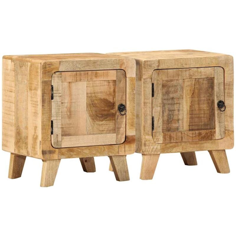 Table de chevet 2 pcs 40x32x46 cm bois massif de manguier brut Vidaxl