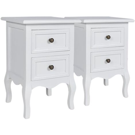 vidaXL 1/2x Table de Chevet avec 2 Tiroirs MDF Blanc Table de Nuit Chambre