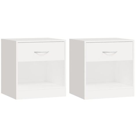Table de chevet 2 pcs avec tiroir Blanc vidaXL