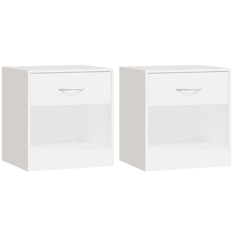 Vidaxl table de chevet 2 pcs avec tiroir blanc 242547