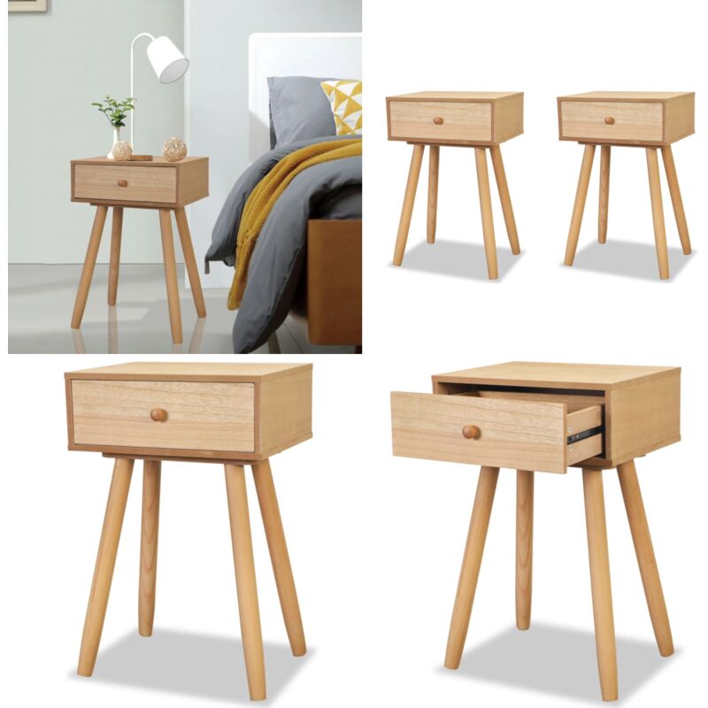 Table de chevet 2 pcs Bois de pin massif 40 x 30 x 61 cm Marron - Tables De Chevet - Meuble De Chambre - Table D'appoint - Table De Nuit - Style
