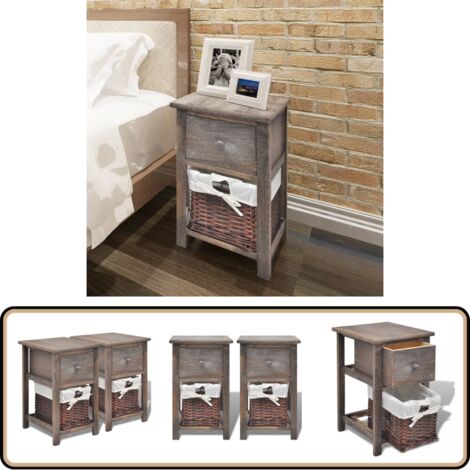 Table de chevet 2 pcs Bois Marron - Tables De Chevet - Meuble Rustique - Table De Nuit - Commode - Rangement
