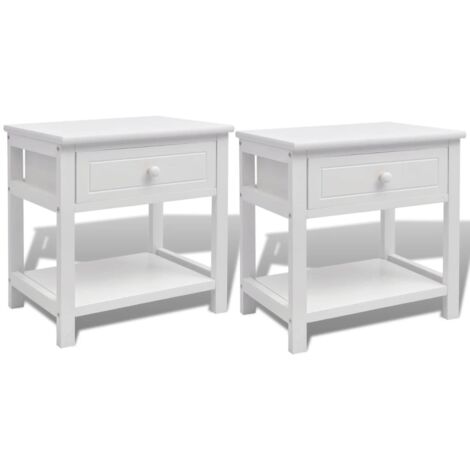 Table de chevet 2 pcs Cabinet de chevet Table de nuit Bois Blanc