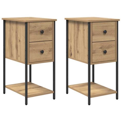Table de chevet 2 pcs  Cabinet de chevet  Table de nuit chêne artisanal 32 x 42 x 70 cm