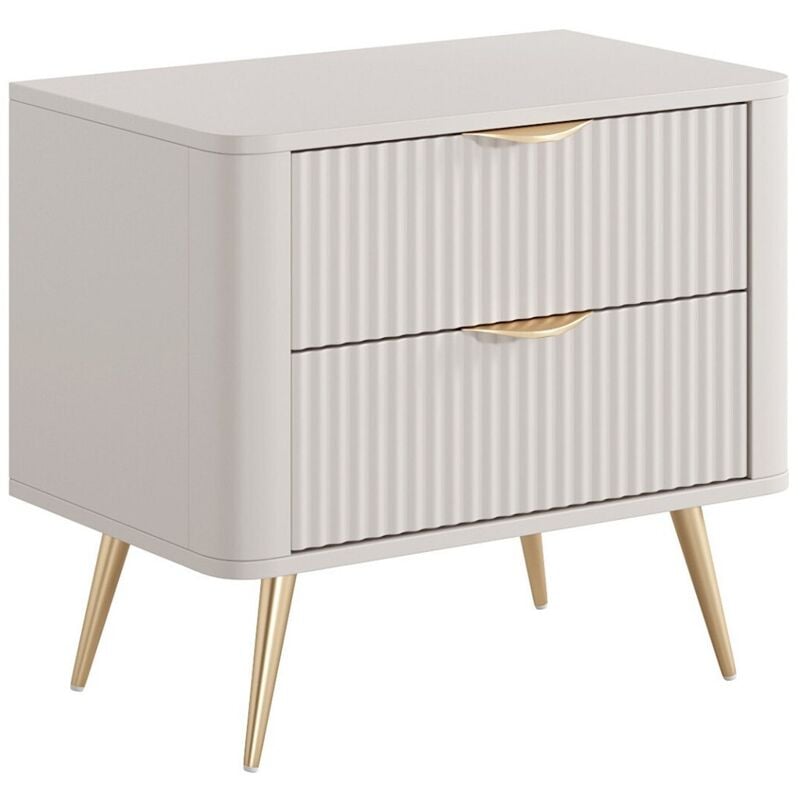 Table de chevet - 2 tiroirs - Beige et doré - elonaria de Pascal Morabito