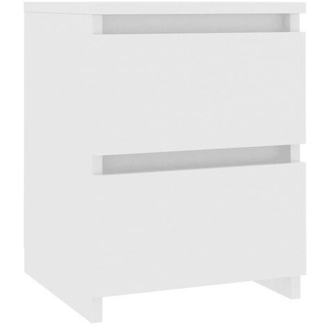 Table de chevet 2 tiroirs bois blanc Ricio