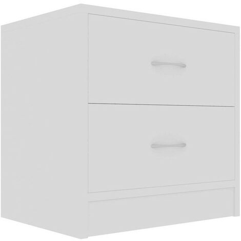 Table de chevet 2 tiroirs bois blanc Romma - Lot de 2