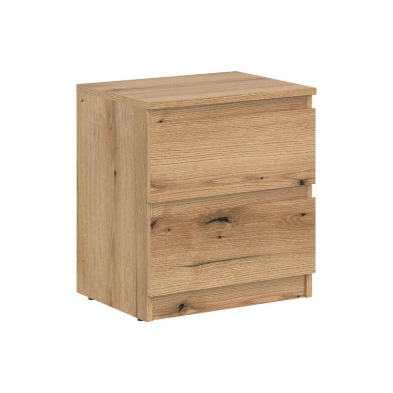 Table de chevet 2 tiroirs Bois clair - qiz - l 45,5 x l 35 x h 50 cm