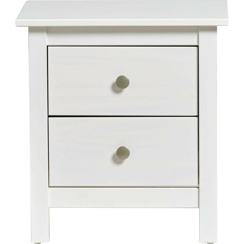 Table de chevet 2 tiroirs en pin massif blanc - Elton