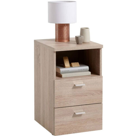 Table de Chevet 2 Tiroirs "Macom" 61cm Chêne