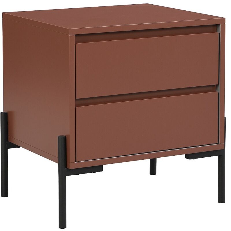 Table de chevet 2 tiroirs - mdf et métal - Terracotta et noir - korasa de Pascal Morabito