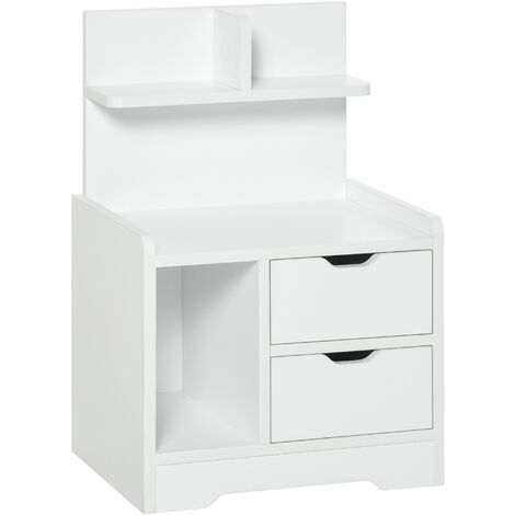 Table de chevet 2 tiroirs SIGMUND blanche
