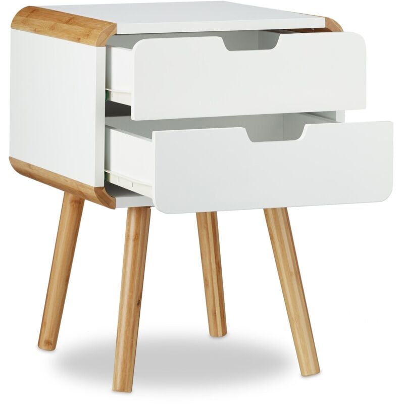 Table chevet 2 tiroirs table console mdf blanc