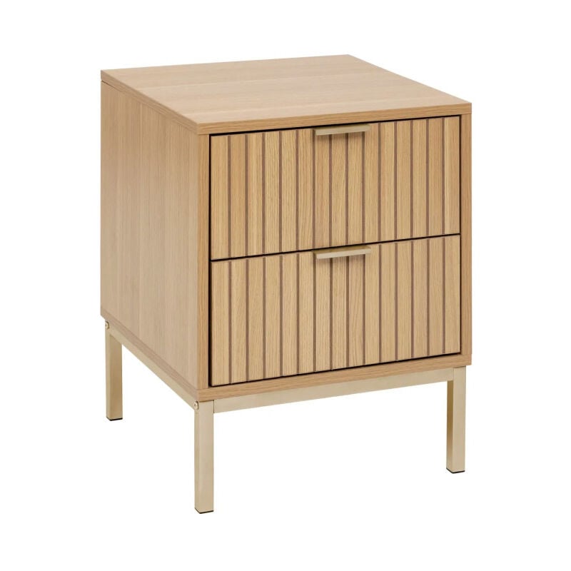 5five Simply Smart - Table de Chevet 2 Tiroirs 'Tasso' 52cm Naturel