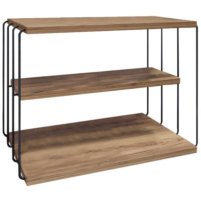 Table d'appoint avec 1 étagère - Naturel clair et Noir - brilena