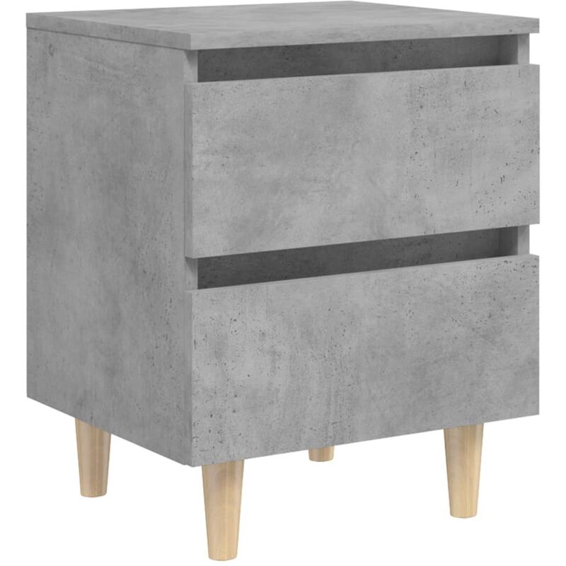 Table de chevet 3 tiroirs avec pieds en pin 40 x 35 x 50 cm bois d'ingénierie gris DEC033261