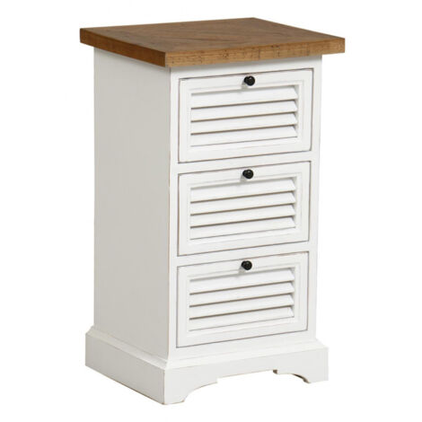 Table de chevet 3 tiroirs - Bois - Blanc - Interior's