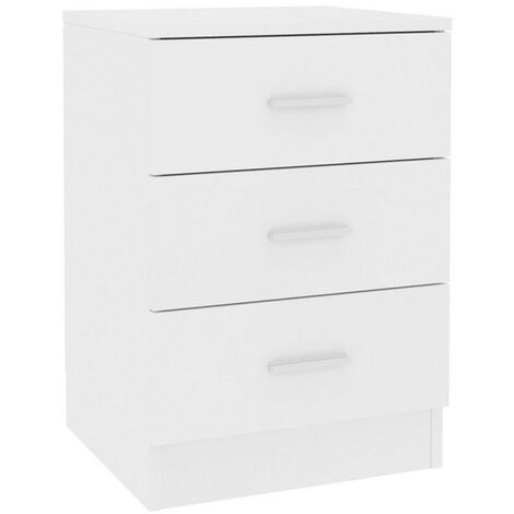 Table de chevet 3 tiroirs bois blanc Metiu