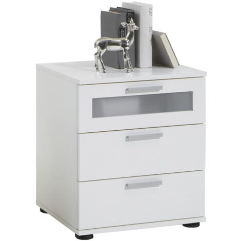 Table de Chevet 3 Tiroirs Design "Vyza" 53cm Blanc