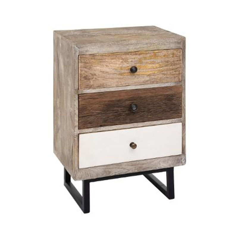 Table de Chevet 3 Tiroirs 'Koval' 115cm Naturel