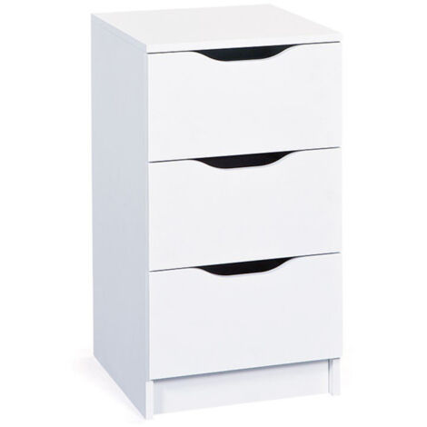 Table de Chevet 3 Tiroirs "Tilda" 41cm Blanc
