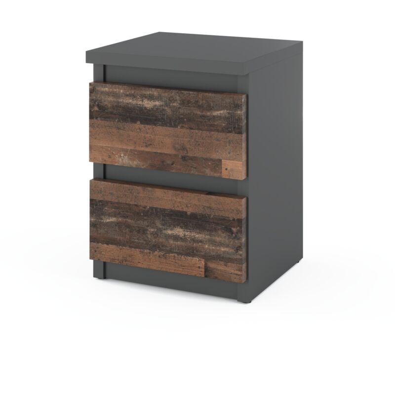 Table de Chevet 30 CM Gris Vintage 2 Tiroirs Table de Chevet Nakastlik Loft