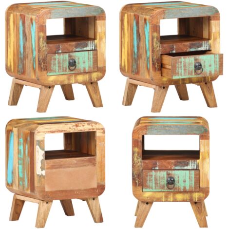 Table de chevet 30x30x41 cm Bois de récupération massif - Table De Chevet - Meuble De Chambre - Buffet Industriel - Commode Design - Rangement Chambre - Home & Living