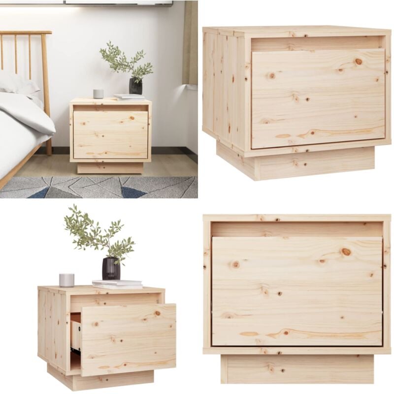 Table de chevet 35x34x32 cm Bois de pin solide - Table De Chevet - Meuble De Chambre - Table D'appoint - Bois De Pin - Design Moderne - Home & Living