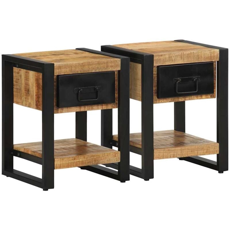 Vidaxl - Tables de chevet 2 pcs bois de manguier massif brut