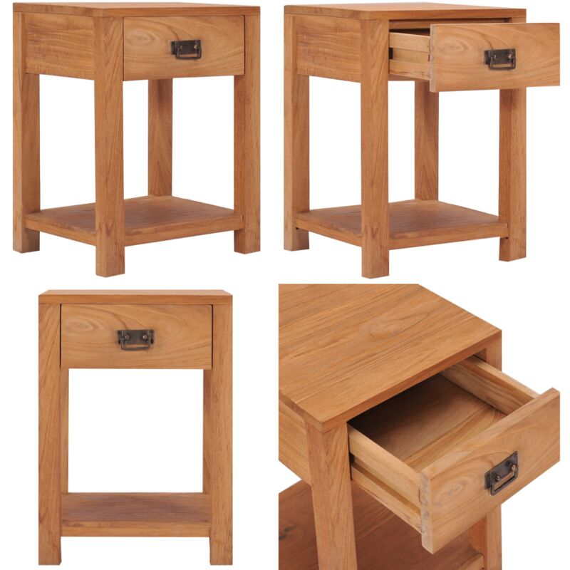 Table de chevet 35x35x50 cm bois de teck massif - Table De Chevet - Meuble De Chambre - Table De Nuit - Bois De Teck - Design Colonial - Home & Living