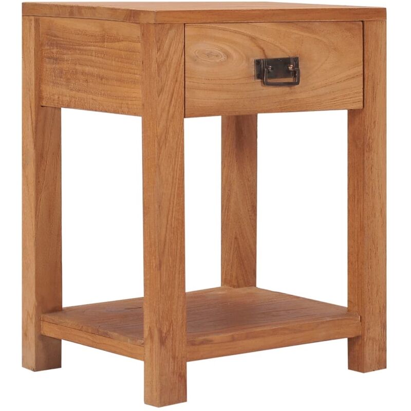 Table de chevet de style classique avec compartiment inférieur et tiroir en bois