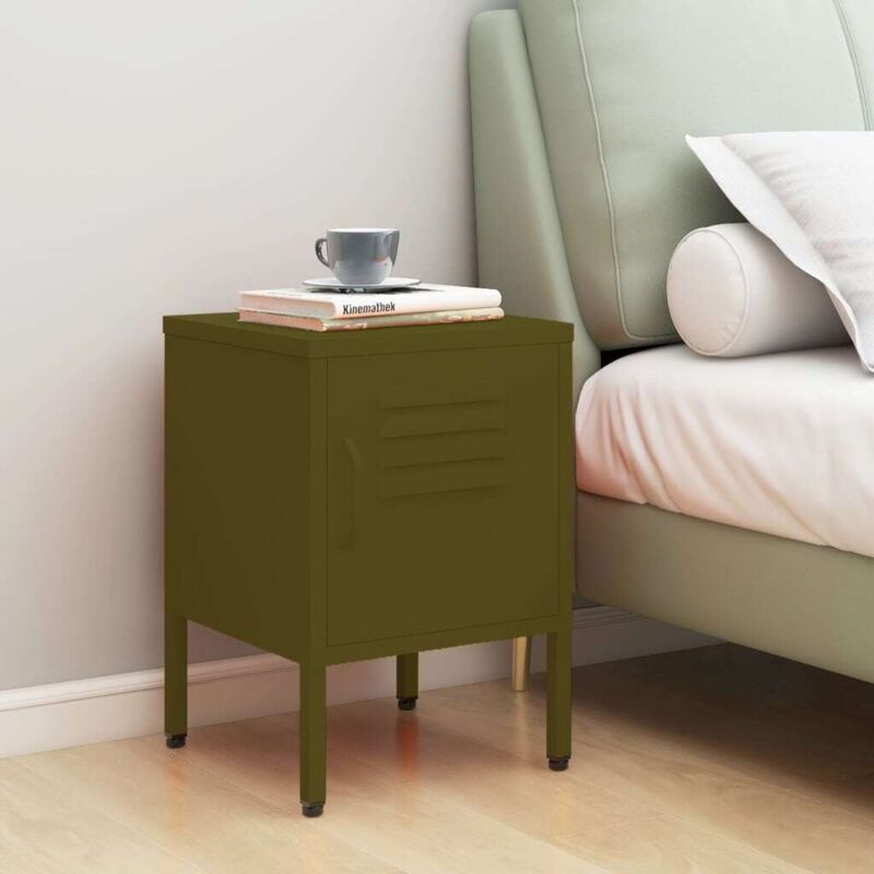 Table de chevet Vert olive 35x35x51 cm Acier Vidaxl
