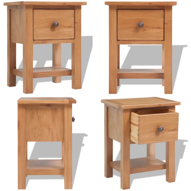 Table de chevet 36x30x47 cm Bois de chêne massif - Table De Nuit - Meuble De Chambre - Table De Chevet - Chêne Massif - Design Rustique - Home &