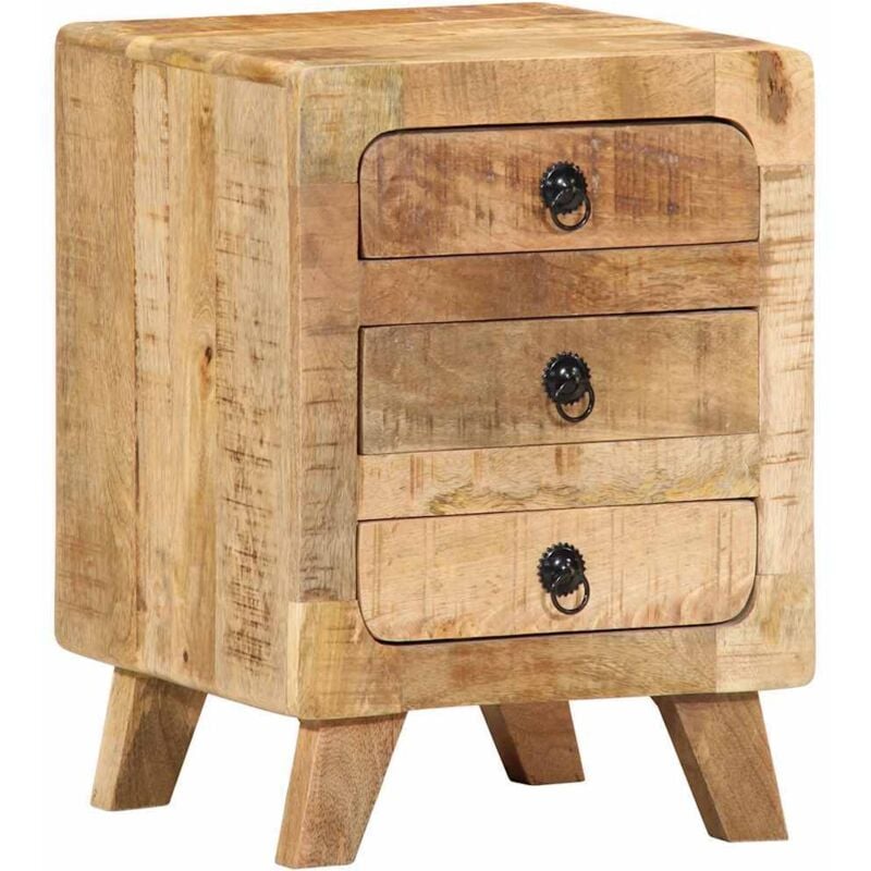 Table de chevet 37x32x50 cm bois de manguier massif brut - Vidaxl